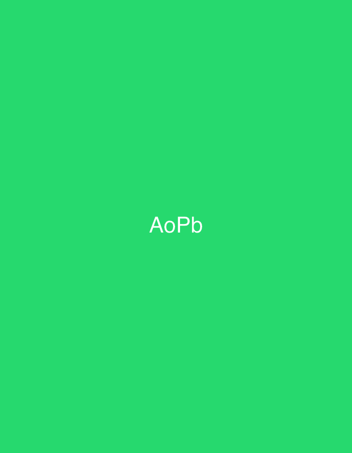 The image displays a uniform, vibrant green background. Centrally positioned on this background is the white alphanumeric string "AoPb". The text is rendered in a sans-serif font. No other objects, individuals, or environmental features are present. The visual content of the image provides no information or indication whatsoever regarding a physical location, including the city of Casablanca, Morocco.