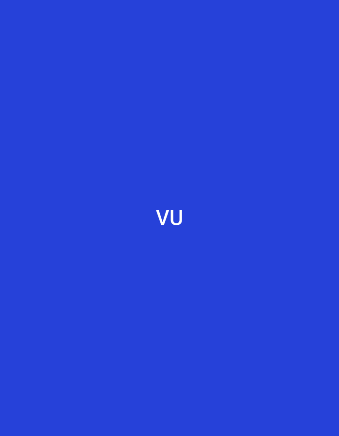 The image displays a solid, uniform blue background. Centered horizontally and vertically on this background are the two capital letters "V" and "U", rendered in white with a sans-serif typeface. There are no other subjects, objects, people, or environmental features depicted. The visual content of this image provides no information that would indicate a specific geographical location, such as the city of Casablanca, Morocco, or any other locale.