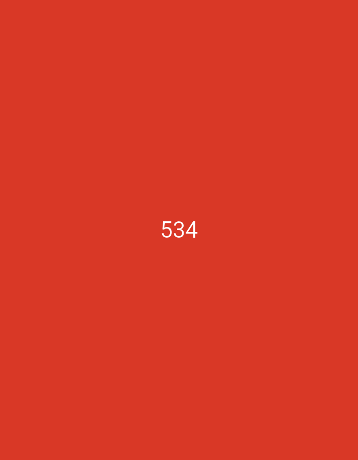 The image is a full-frame, close-up, eye-level shot of a red background. In the center of the image, the number "534" is displayed in white, sans-serif font. The background is a uniform, solid red color, suggesting a studio setting or a digitally created image. No other objects or individuals are present in the frame.