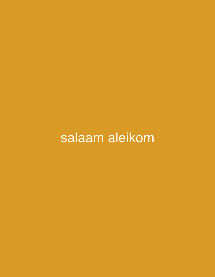 The image displays the text "salaam aleikom" in white, centered on a plain ochre background. There is no discernible location within the city of Kaolinovo, Bulgaria, nor any people, subjects, objects, or actions depicted. The image is solely text on a solid color.
