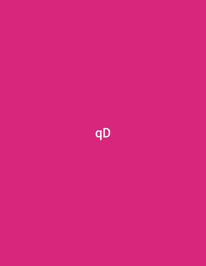 The image displays a solid, vibrant magenta background. Centered within this monochromatic field is the white text 'qD', rendered in a sans-serif typeface. This graphic, associated with Casablanca, Morocco, does not depict a physical scene and is devoid of people, specific objects, actions, or environmental details. Its sole content is the textual abbreviation on a colored backdrop.