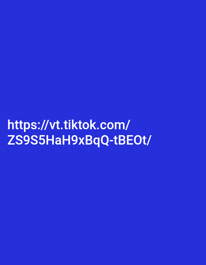 The image displays a solid blue background with white text. The text reads: "https://vt.tiktok.com/ZS9S5HaH9xBqQ-tBEOt/". There is no information about the city of Kendayakan, Indonesia, or any scene details related to people, subjects, objects, actions, interactions, or the environment.