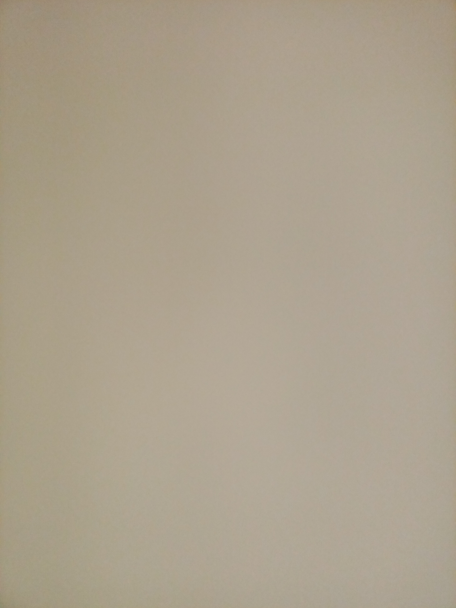 The image displays a plain, untextured surface, appearing as a solid color with subtle variations in shading. The lighting suggests a uniform, diffuse illumination, creating no distinct shadows or highlights. The color of the surface is a muted, neutral tone, possibly beige or light tan, with a slight gradient that is darker towards the edges. No objects, people, or discernible features are present within the frame. The scene is devoid of any specific environmental context, making it impossible to determine a location, time, or activity. It is a completely abstract and featureless image.