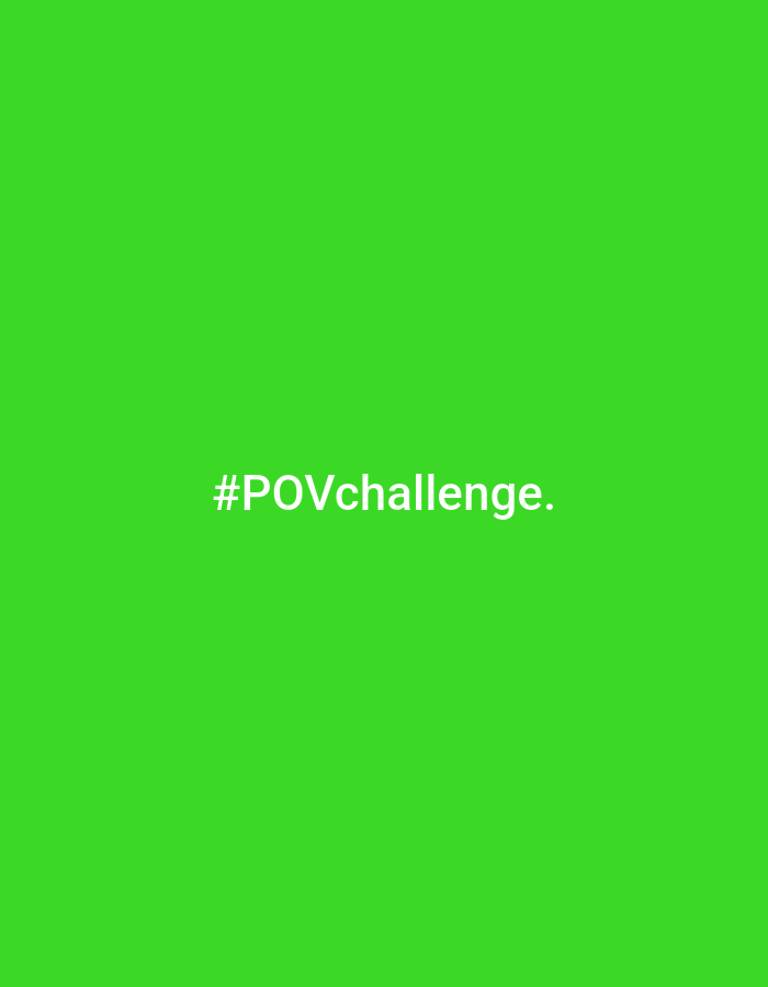 A green background with the text "#POVchallenge." written in white in the center.