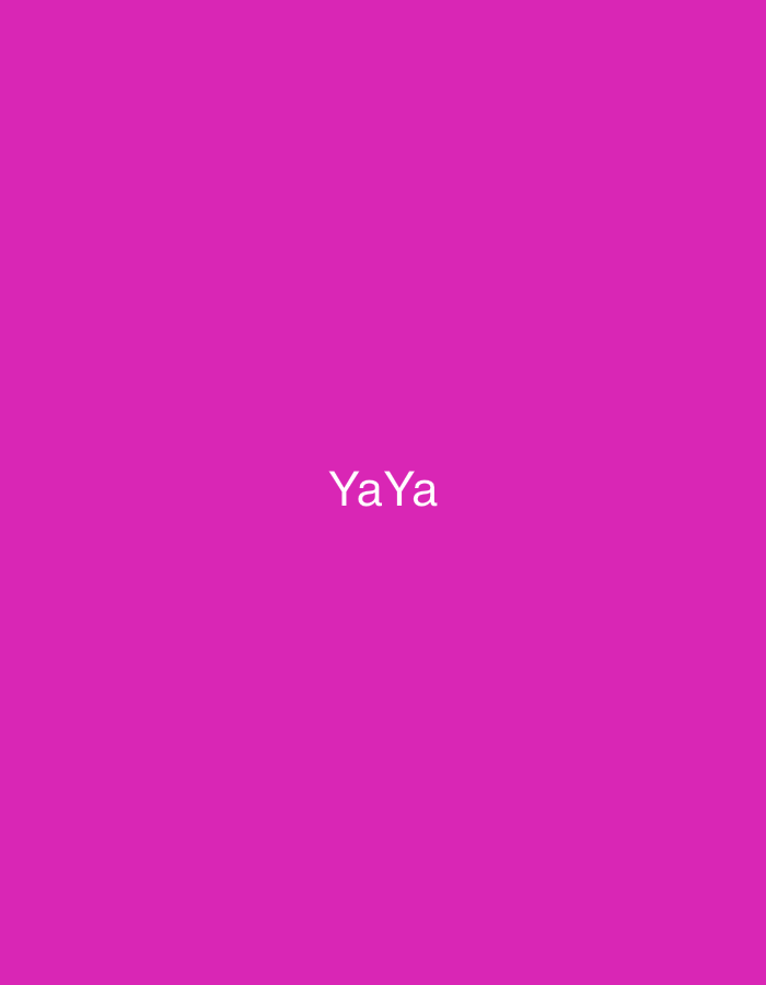 The image features a solid magenta-pink background. Centered horizontally and vertically on this background, the white text "YaYa" is present. There are no other visible subjects, objects, people, actions, interactions, or environmental details within the frame. This image is located in the city of Casablanca, Morocco.