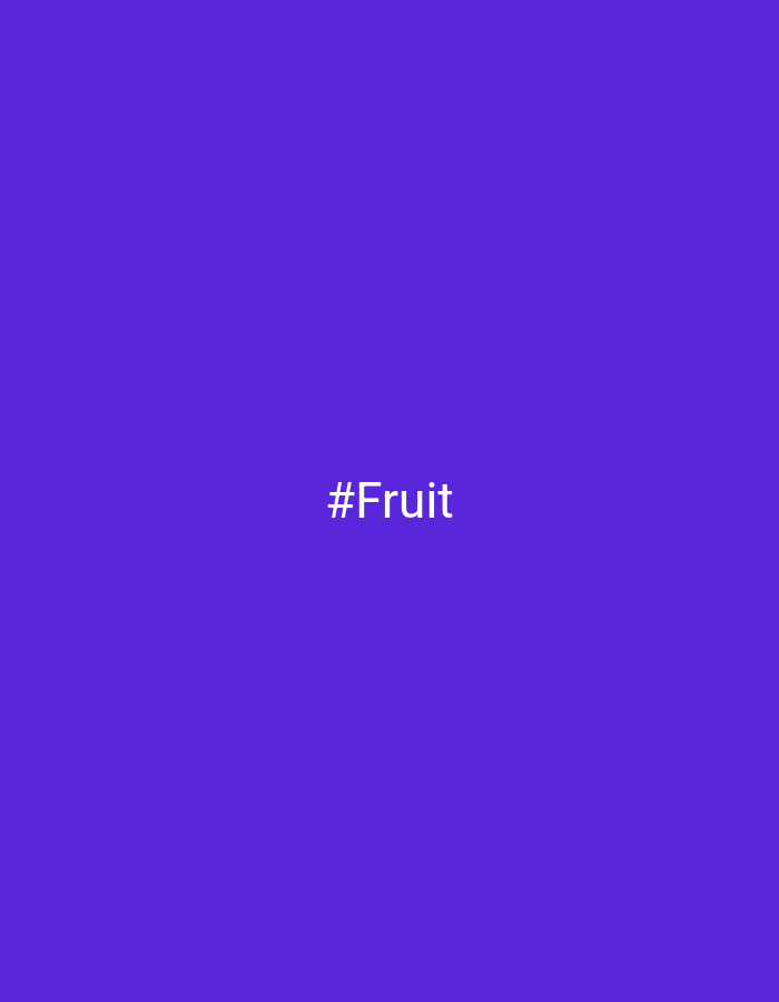 The image shows a solid purple background with the white text "#Fruit" in the center. There is no indication of a location in the city of Chaikovsky, Russia, or any other details about people, subjects, objects, actions, interactions, or the environment.
