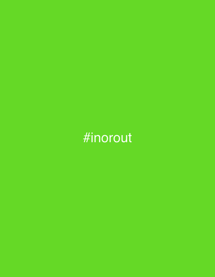 The image is a solid green field with the white text "#inorout" centered in the middle of the frame. There are no people, subjects, objects, actions, interactions, or environmental features visible in the image. The image does not provide any information about the location in Yerevan, Armenia.