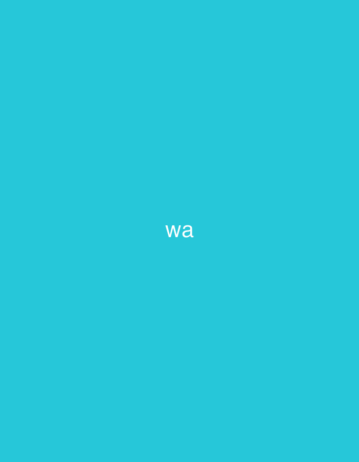 The image displays a uniform cyan-blue background. Centrally positioned against this background are the white lowercase letters "wa". No other subjects, objects, people, or actions are depicted within the frame. The scene is situated in Casablanca, Morocco.