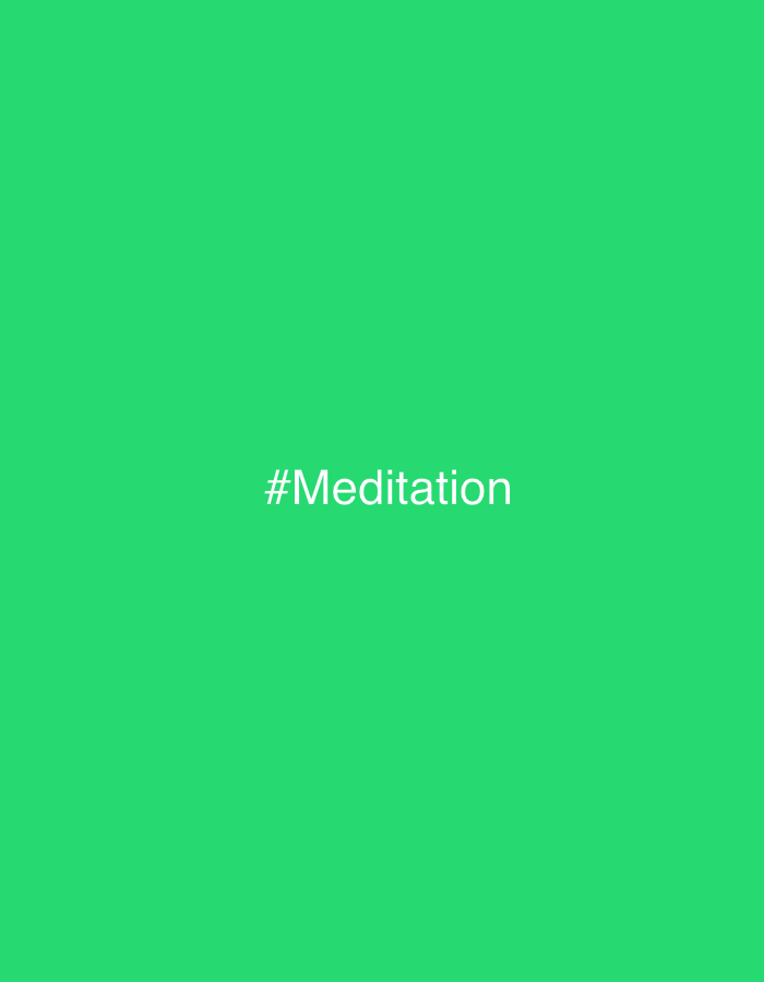 The image is a photograph of a green background with white text in the center that reads "#Meditation". There are no people, objects, or discernible environmental features. The image does not contain any information about the city of Burgas, Bulgaria.