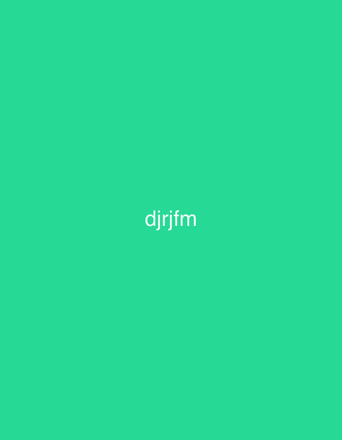 The image shows the text "djrjfjm" centered on a solid teal background.