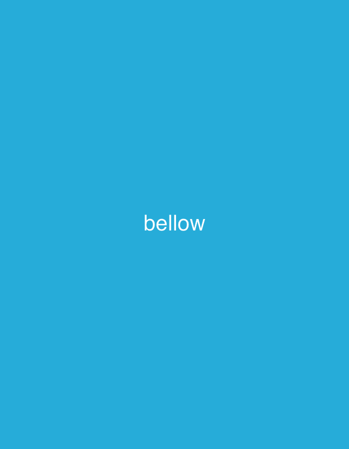 The image displays the word "bellow" written in white, sans-serif font in the center of a solid blue background. There are no people, objects, actions, interactions, or environmental elements present in the image beyond the text and its background. The location in Jauro Yinu, Nigeria, is not discernible from the visual content of the image itself.