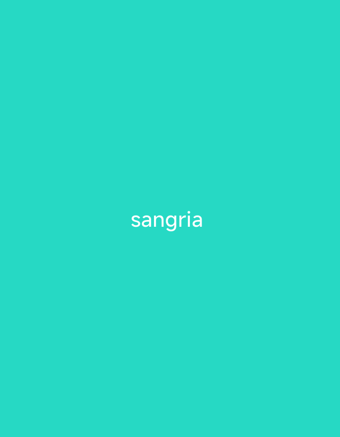 The image is a solid, vibrant teal background with the word "sangria" written in white text in the center. There are no people, objects, or any discernible environmental features within the image. The text is clearly legible and centered horizontally and vertically. The image does not depict any location within the city of Tabari Jauro Manu, Nigeria, nor does it contain any elements that would suggest such a location.
