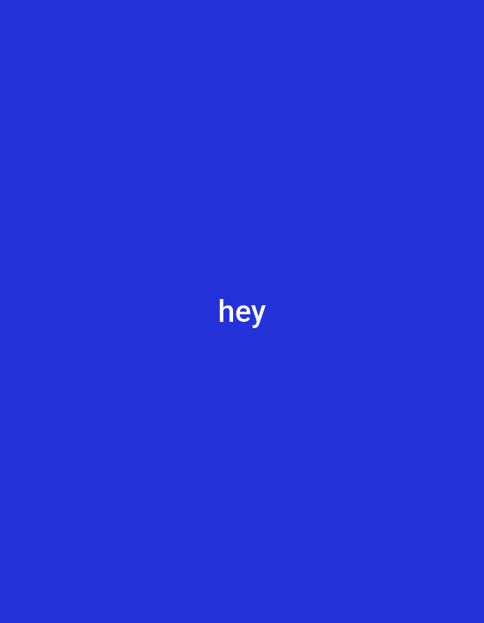 The image shows the word "hey" in white text centered on a solid royal blue background. There is no indication of Gboko, Nigeria in the image.