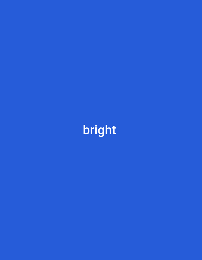 This is a digitally created image. The background is a solid, vibrant blue. Centered within the frame is the word "bright" in white, sans-serif text. There are no people, objects, or discernible scenes present. The image appears to be a graphic design element rather than a photograph of a real-world location or event. There are no specific time of day, weather, location cues, or emotions conveyed. The only visible text is the word "bright".