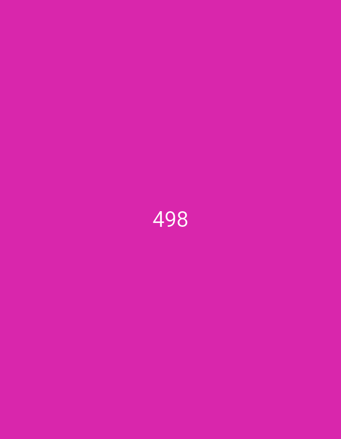The image displays the number "498" centered horizontally and located in the lower half of a solid, bright magenta background. There are no other discernible elements or context within the image.