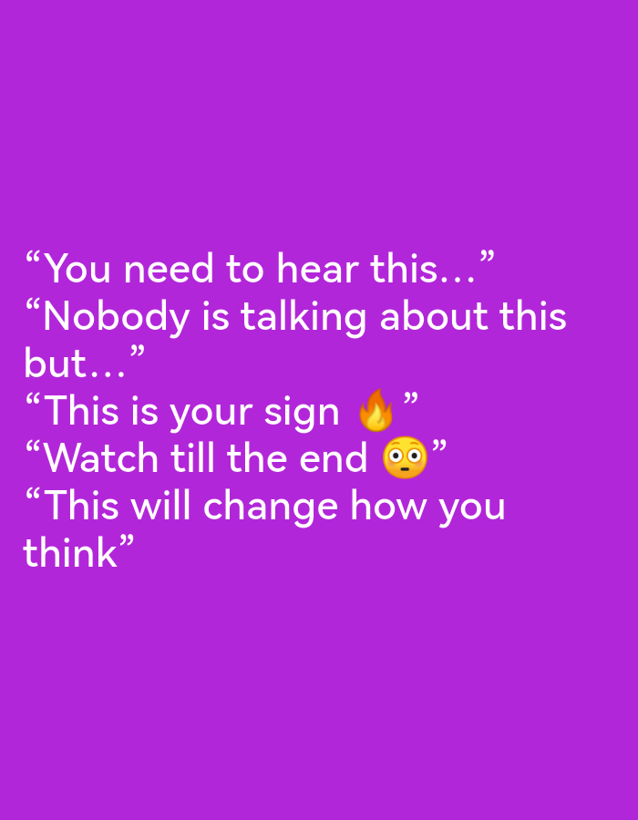 The image displays text overlaid on a solid purple background. The text is white and reads: "You need to hear this..." "Nobody is talking about this but..." "This is your sign 🔥" "Watch till the end 😳" "This will change how you think". There are no discernible elements related to the city of Ikorodu, Nigeria, or any specific environmental or urban details. The image is purely typographic and lacks any contextual information about location or real-world scenes.