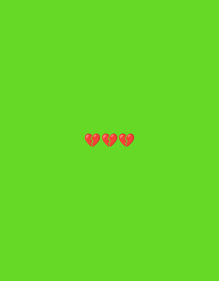 The image features a bright green background with three red broken heart emojis arranged horizontally in the center. There are no people, objects, or any indications of a specific location like Ashata, Nigeria, present in the image.