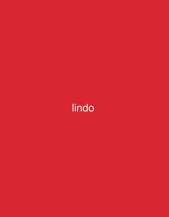 The image displays a minimalist composition featuring a solid, vibrant red background. Centrally positioned on this background is the word "lindo" written in white, lowercase, sans-serif letters. There are no other discernible subjects, objects, or an identifiable scene or setting. No activity or event is taking place. The striking contrast between the bright red color of the background and the white text is a notable detail. The image provides no visual cues regarding time of day, weather, specific location, or emotions, focusing solely on the word "lindo" against its monochrome backdrop.