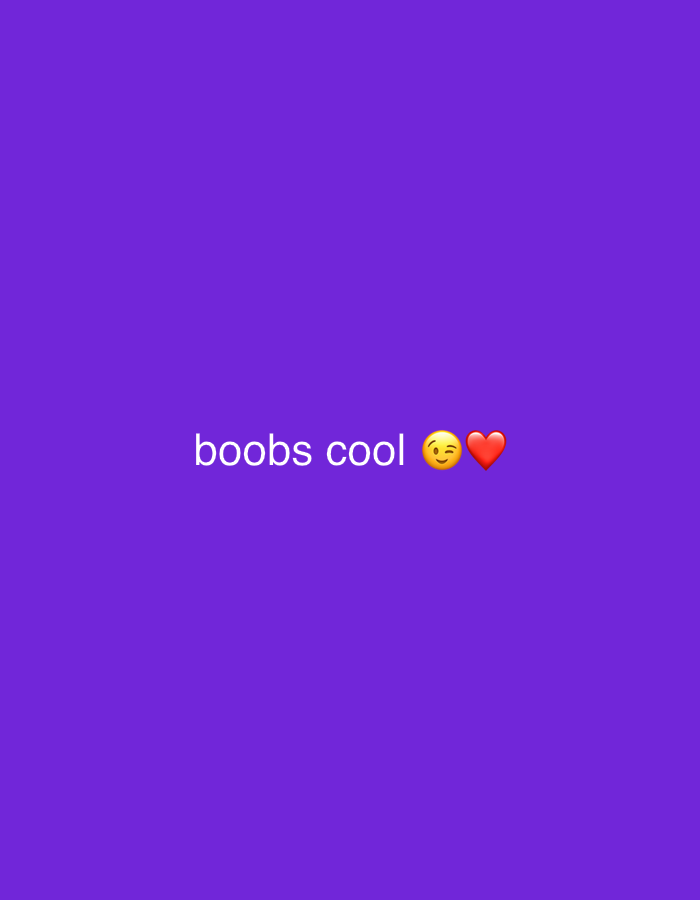 The image is a digitally generated purple background with white text that reads "boobs cool" followed by a winking face emoji and a red heart emoji. There is no discernible location in the city of Востец Снт, Russia, as the image is an abstract graphic.