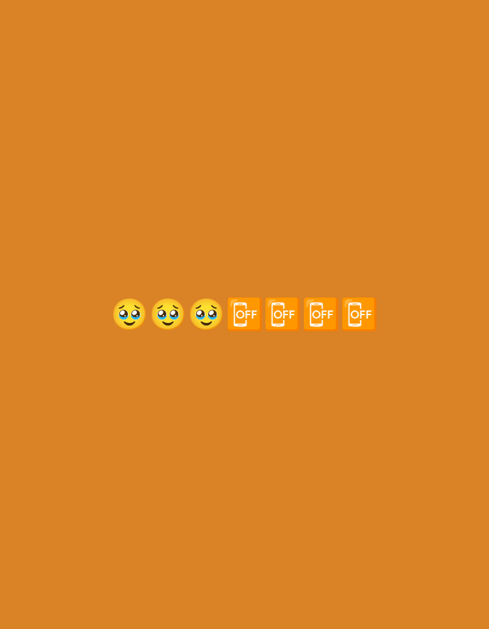 The image is a digital illustration with an orange background. In the bottom center of the image, there are three crying emojis with blue eyes and tears. To the right of the emojis are four square orange buttons, each displaying a white smartphone icon with the word "OFF" written below it. The image contains no people and is not related to any specific location in Parkany, Moldova.