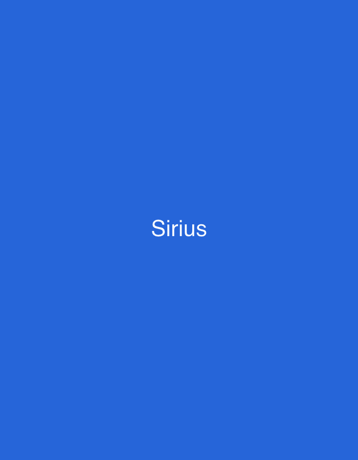 The media file displays a simple graphic featuring a solid, uniform blue background. Centered within this blue field is the word "Sirius" rendered in clear white, sans-serif text. There are no other visible subjects, objects, people, or environmental elements. No specific activity or event is taking place, as the image is static and abstract. The blue background is a consistent shade, providing a clean contrast to the white text. There are no visual cues within the image itself that suggest a specific time of day, weather conditions, or any particular emotion. Despite the provided context of Yerevan, Armenia, the image contains no discernible visual information, landmarks, or features that would allow for its geographical location to be identified or confirmed. It functions as a text overlay on a colored background.