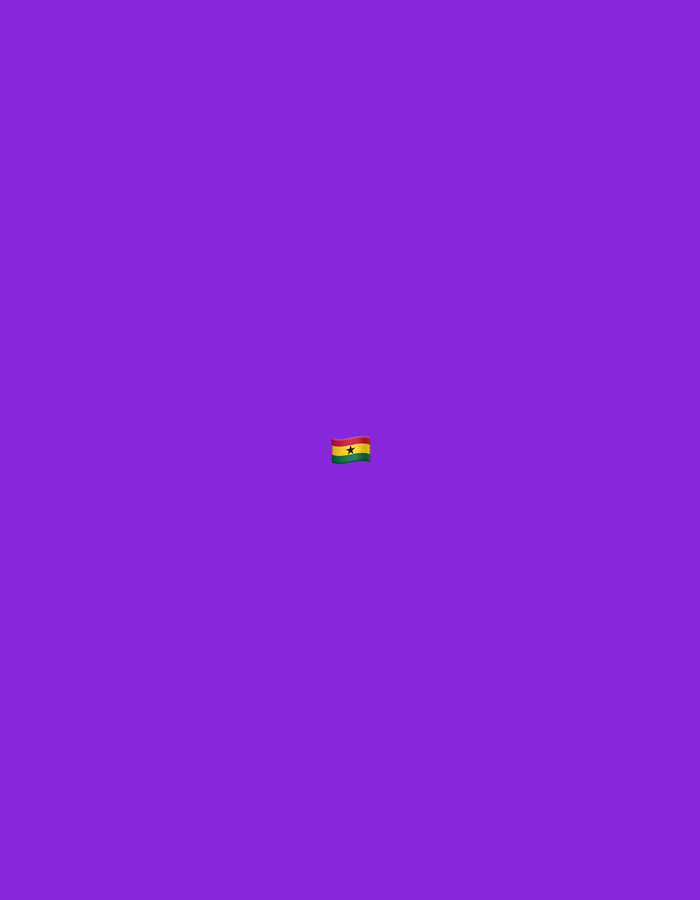 The image is a solid purple background with a small Ghanian flag emoji centered on it. There are no people, objects, actions, interactions, or environmental details to describe, and no location in Moscow, Russia is depicted.