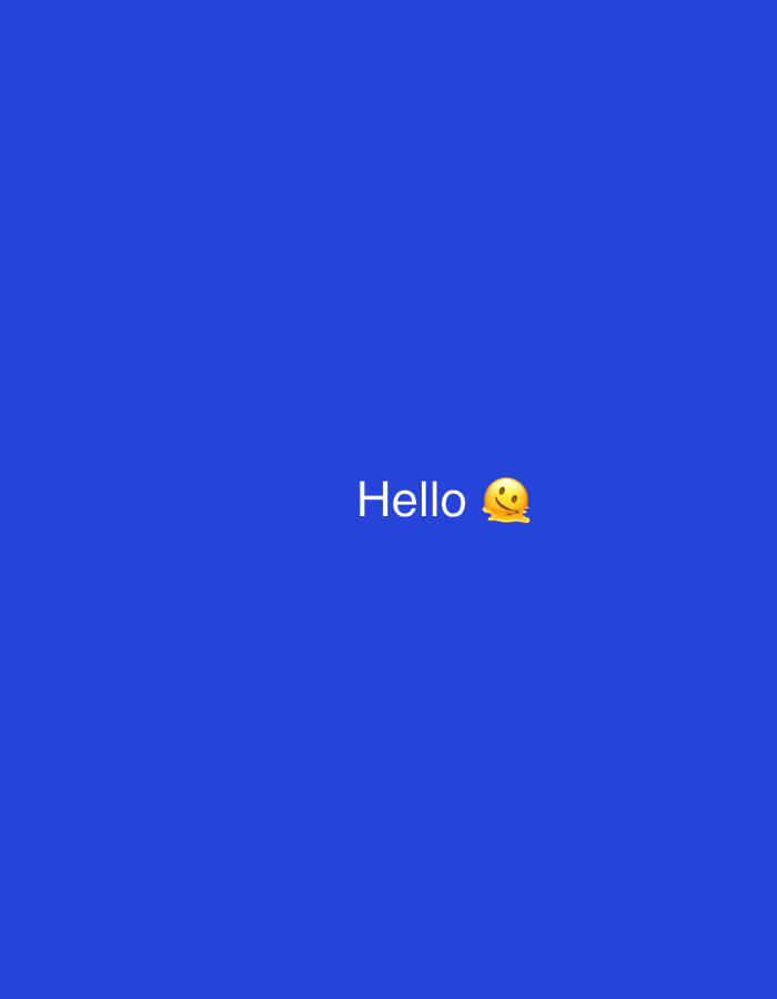 The image is a digital graphic with a solid royal blue background. Centered on the lower portion of the image, the word "Hello" is displayed in white text, followed by a yellow emoji with a smiling face and closed eyes. There are no recognizable landmarks or elements that would indicate a specific location within Yuzhno-Sakhalinsk, Russia.