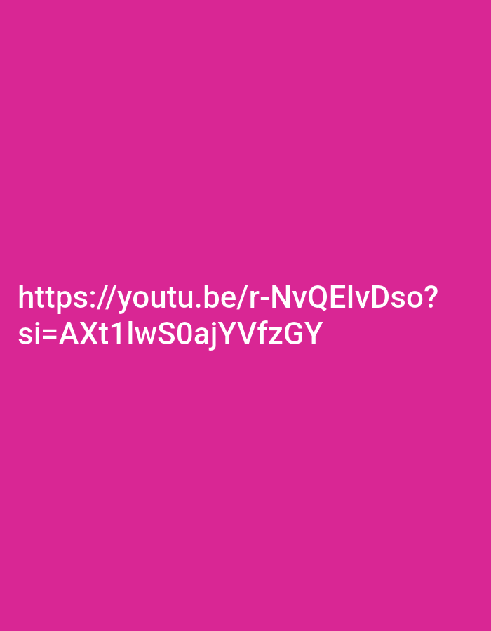 The image displays a dark pink background. Superimposed on this background in white text is the URL "https://youtu.be/r-NvQElvDso?si=AXt1lwS0ajYVfzGY". The URL is formatted like a typical YouTube short link with an additional "si" parameter.