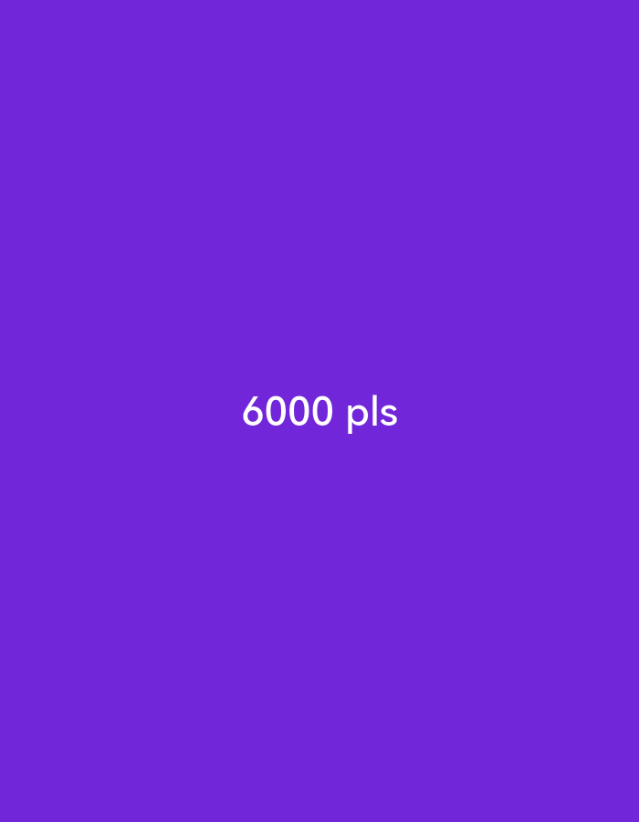 The image is a static, medium shot of a solid purple background. Centered in the lower portion of the frame, the text "6000 pls" is displayed in a white, sans-serif font. There are no people, objects, actions, interactions, or environmental details visible in the image. The location in Ikorodu, Nigeria is not depicted or suggested by any visual cues in the image.