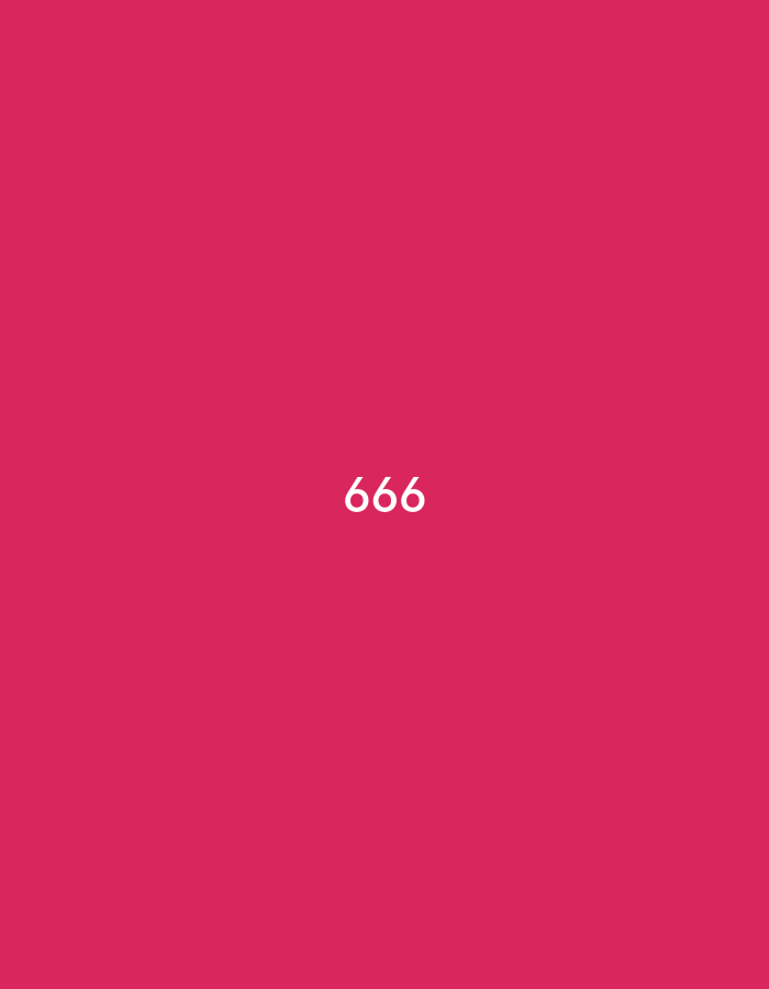 The scene, located in the city of Pokrovnik, Bulgaria, presents a minimalist composition. The entire frame is filled with a solid, uniform background of deep fuchsia, a vibrant pink-purple hue. Centered horizontally and vertically on this monochromatic field, the numeric sequence "666" is displayed in crisp white, sans-serif text. There are no other discernible subjects, objects, people, actions, or environmental features within the image.
