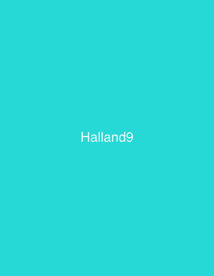 The image is a plain turquoise background with the white text "Halland9" centered horizontally and located in the lower half of the frame. There is no discernible connection to Casablanca, Morocco, or any urban environment. The image contains no people, subjects, objects, actions, or interactions.
