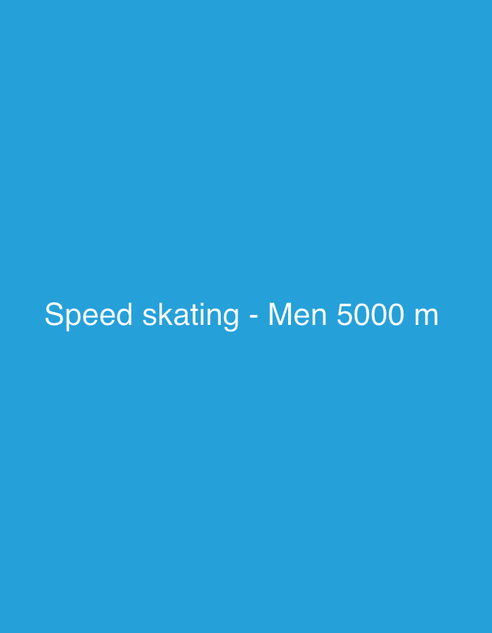 The image displays a digital graphic featuring white text on a solid blue background. The text, rendered in a sans-serif font, is horizontally centered and positioned in the lower-middle portion of the frame. It reads: "Speed skating - Men 5000 m". The background is a uniform, vibrant shade of blue. No people, objects, actions, or specific environmental features are visually depicted within the image itself. The information pertains to a speed skating event for men, covering a distance of 5000 meters, associated with the city of Rho, Italy.