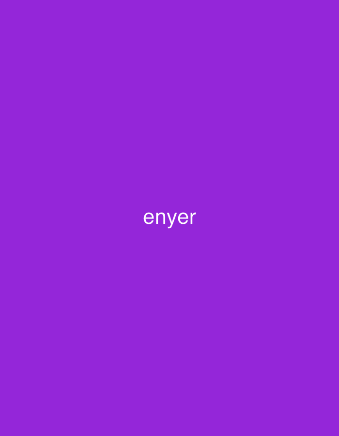 The image displays a solid purple background with the white, lowercase word "enyer" centrally positioned in a sans-serif typeface. There are no discernible people, subjects, objects, actions, interactions, or environmental details present. The visual content does not provide any identifiable features or context to place the scene in a specific geographical location, including the city of Juan Griego, Venezuela.
