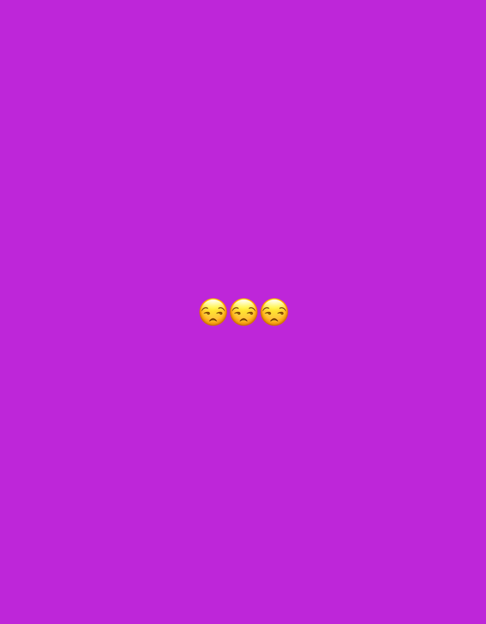 The image is a photograph of three yellow emojis with downturned mouths, appearing sad or disappointed, arranged horizontally in the center of a plain purple background. There is no discernible location in Moscow, Russia, or any other environmental context visible in the image.
