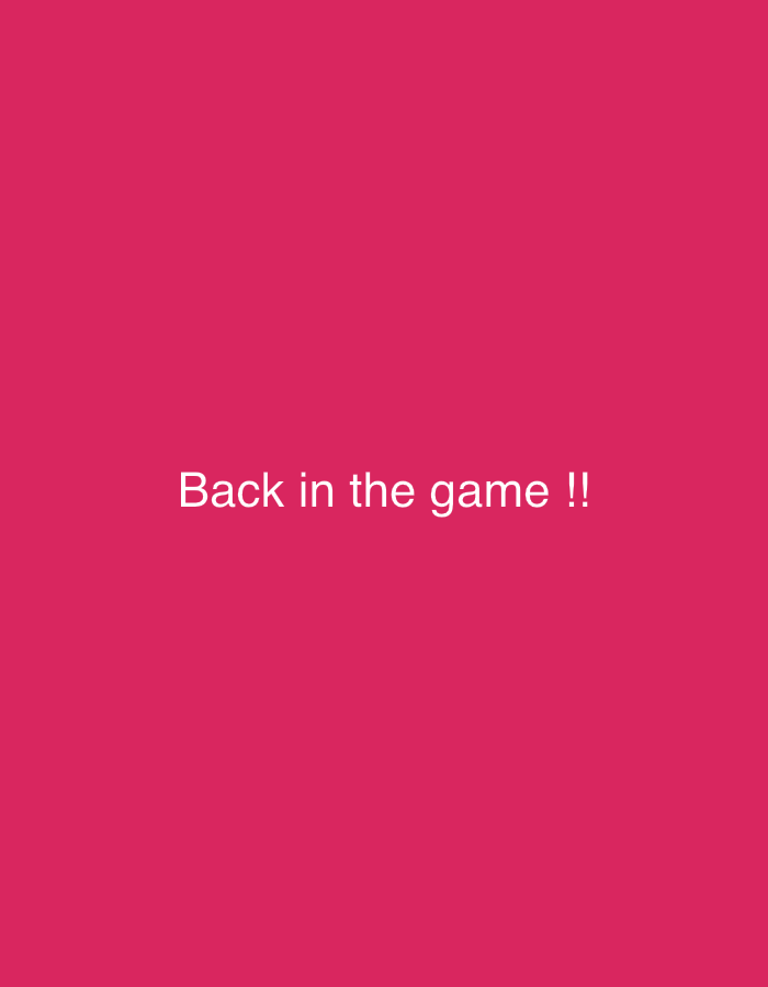 The image is a solid pink background with the text "Back in the game !!" centered horizontally and vertically. There is no indication of any location in Zlatograd, Bulgaria, or any other specific place.
