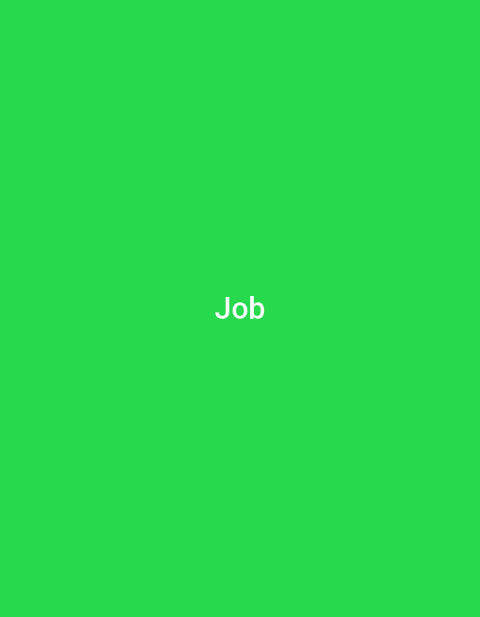 The image displays the word "Job" in white, sans-serif font, centered on a vibrant green background. The setting is not specified and cannot be determined from the image. There are no people, objects, actions, or interactions depicted in the image.