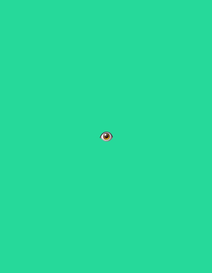 The scene, situated within the city of Santa Ana, Venezuela, presents a minimalist digital composition. A single, brown-iris eye emoji is centrally positioned against a solid, vibrant green background. The emoji displays a light brown iris, white sclera, and a dark outline, consistent with digital graphic rendering. No other subjects, objects, or actions are depicted; the environment consists solely of the uniform, flat green digital field.