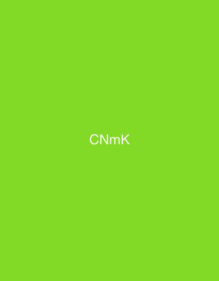 The image displays a solid, uniform lime green background. Centered horizontally and vertically on this background are the white alphanumeric characters "CNmK". The characters are rendered with a sans-serif typeface. The first character, 'C', is uppercase, followed by a lowercase 'n', a lowercase 'm', and an uppercase 'K'. No other subjects, objects, people, or environmental details are visible. The image contains no visual information or contextual cues, such as landmarks, architecture, or geographic markers, that would allow for the identification of a specific location, including the city of Casablanca, Morocco.