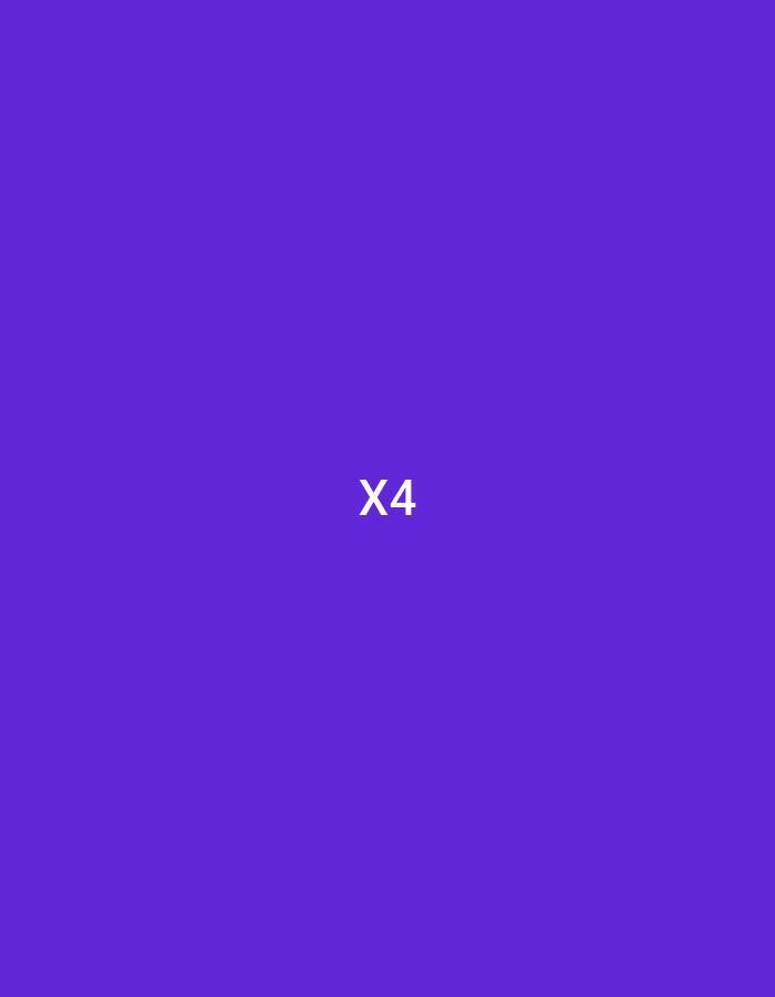 The media file is a static, digital image featuring a solid, vibrant purple background. Centered on the image is the white text "X4". There are no people, objects, or discernible scenes or settings present. The image appears to be a graphic design element, possibly a placeholder, a label, or part of a larger design. There are no indications of time of day, weather, or emotions. The location context of Verkhniachka, Ukraine is not visually represented in the image itself.
