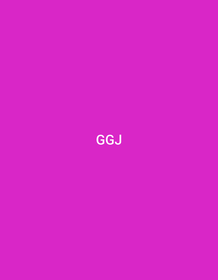 The image displays a solid, uniform magenta background. Centered horizontally and vertically on this field are the white, uppercase letters "GGJ" rendered in a sans-serif typeface. No individuals, objects, actions, interactions, or environmental details are depicted. The image provides no visual context or features to determine a specific location within the city of Casablanca, Morocco.