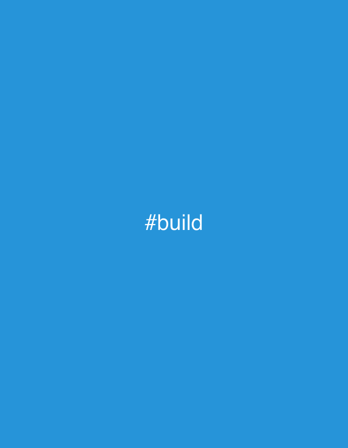 A light blue background with the white text "#build" centered. No city information is discernible from the image.