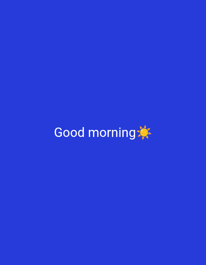 The image shows the text "Good morning" with a sun emoji to the right. The text and emoji are white and yellow respectively, and they are centered on a blue background. The image does not depict any location, including the city of Chaikovsky, Russia, or any people, objects, or actions other than the text and emoji.