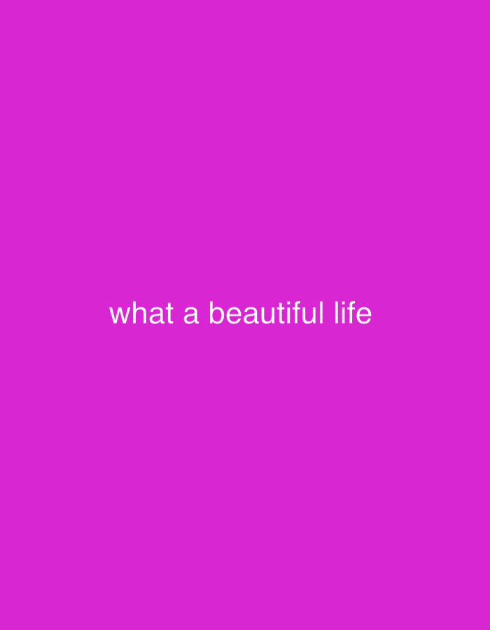 The image is a bright magenta color with the words "what a beautiful life" in white font in the center of the image. There are no indications of the city of Baan Chaloklum, Thailand. There are no other identifiable people, subjects, objects, actions, interactions, or environmental elements present.