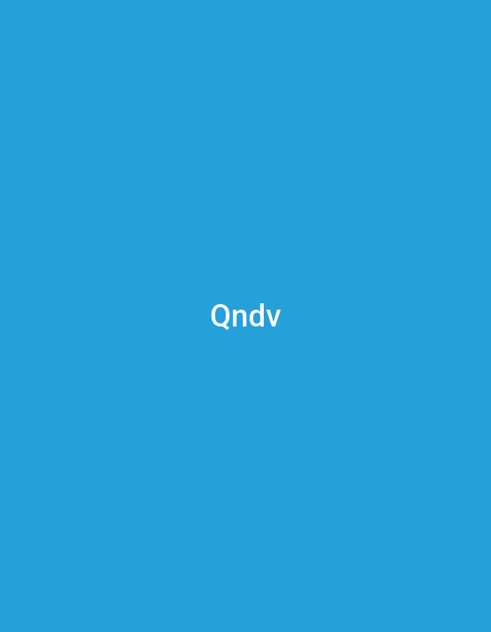 The image features a solid, uniform blue background. Centered horizontally and vertically on this blue field is the text "Qndv" rendered in white, sans-serif capital and lowercase letters. No other subjects, objects, people, actions, interactions, or environmental details are visible within the frame. The image provides no visual information regarding its location in Casablanca, Morocco, or any other specific geographical area.