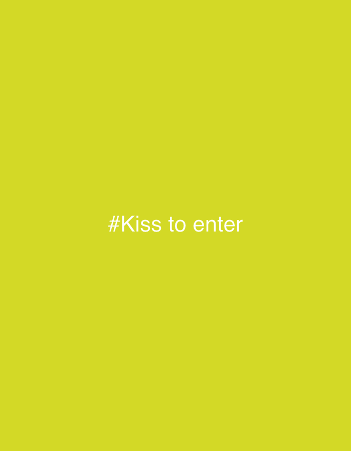 The image is a solid yellow background with the text "#Kiss to enter" in white located centrally. The image provides no information about the city of Chaikovsky, Russia, people, subjects, objects, actions, interactions, or the environment.