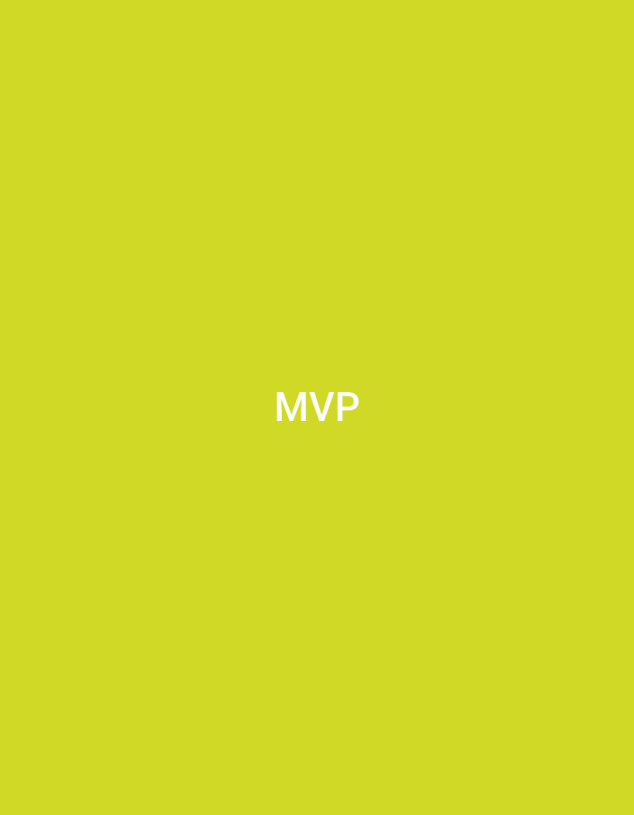 The image displays a solid, uniform field of a vibrant lime green color. Centrally positioned within this field are the capital letters "MVP" rendered in white, presented in a bold, sans-serif font. No visual elements within the image, such as people, specific objects, architectural features, or environmental cues, provide any indication of a location in Casablanca, Morocco, or any other specific geographic setting.