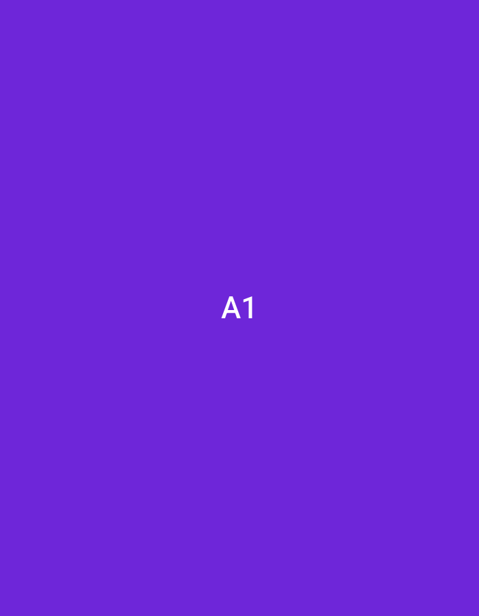 The image is a solid purple background with the text "A1" centered on the screen in white. There are no people, subjects, objects, actions, interactions, or environmental elements present. Therefore, it is impossible to provide details about the location in Jalingo, Nigeria.