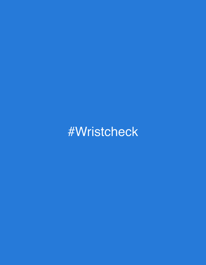 The image is a plain blue background with the hashtag "#Wristcheck" in white text centered horizontally and slightly above the vertical center. There is no identifiable location or context provided within the image itself. Therefore, it is not possible to determine if this image is located in Yekaterinburg, Russia, or any other specific place.