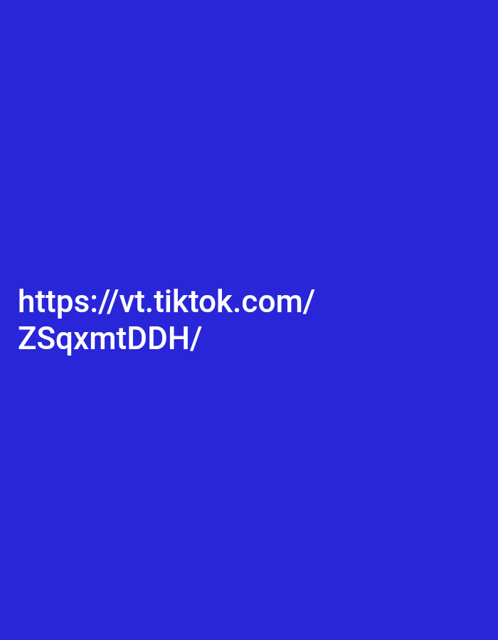 A blue background displays white text. The text reads "https://vt.tiktok.com/ ZSqxmtDDH/".