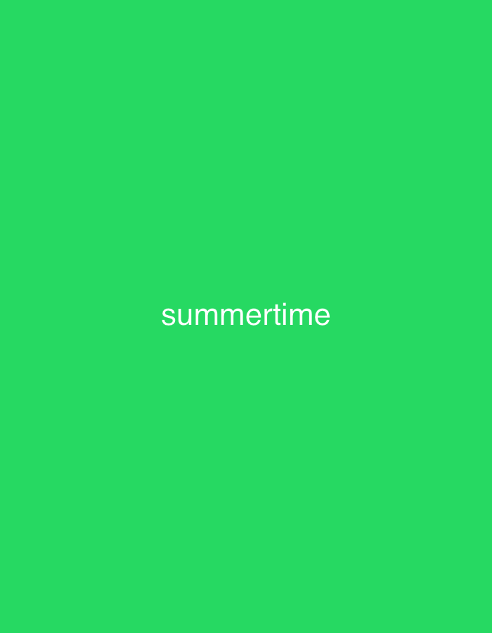 The image displays a vibrant, solid green background. Centrally placed on this monochromatic field is the word "summertime," rendered in white, lowercase, sans-serif typography. There are no other subjects, objects, or specific scenes depicted within the frame. No people are visible, and no activity or event is taking place. The overall impression is minimalist and text-focused. The bright green color, often associated with nature or freshness, combined with the word "summertime," evokes themes of the warm season, holidays, and outdoor leisure. Despite the provided location context of Lusail, Qatar, the image itself contains no specific visual cues or geographical indicators to link it to this particular location; its visual content is generic.